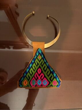 Bold Embroidered Triangle Kilim Pendant Necklace - Multicolor Orijinal Designs